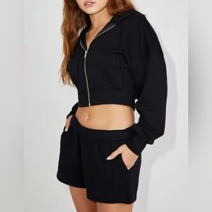 Hooever Cropped Zip Up Hoodie